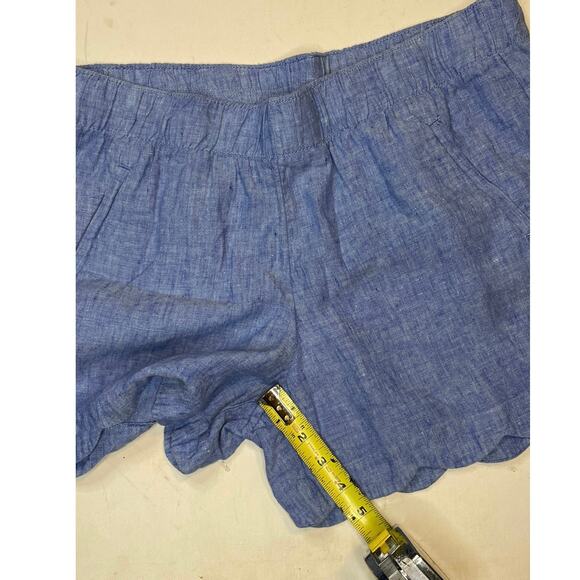 Lilly Pulitzer 100% Linen Scalloped Hem Shorts Sz L Chambray Blue NWOT coastal - Picture 5 of 8